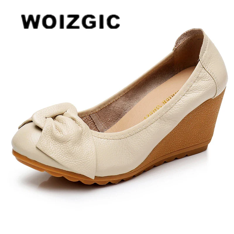 Chaussures en cuir véritable pour femmes: style sans lacet et nœud papillon - image de produit 0