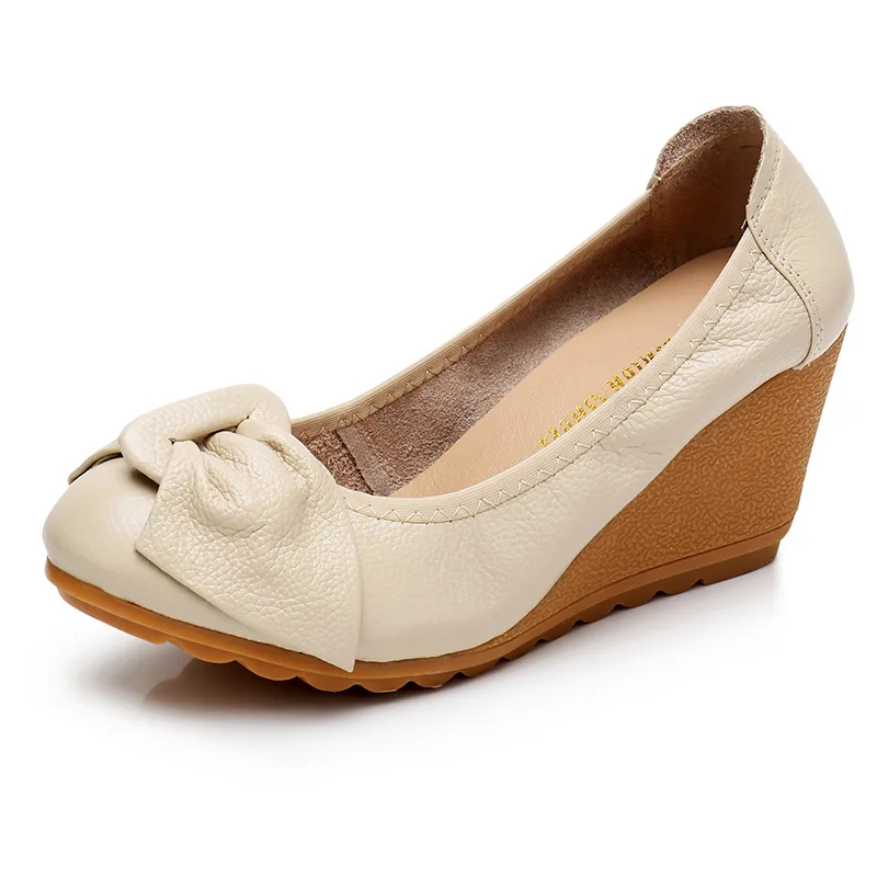 Chaussures en cuir véritable pour femmes: style sans lacet et nœud papillon - image de produit 6